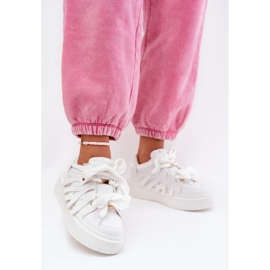 Eko kožne tenisice na bijeloj platformi bijela 2