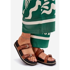 Glatke ženske letilice na platformi s prugama i stezaljkama deva smeđa 1