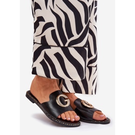 Eko kože ravne ženske papuče s ukrasnim detaljima crne crno 1