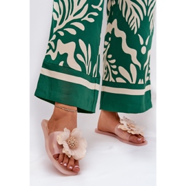 Prozirni ravni ženski proleti s umjetnim golim cvijetom bež 2