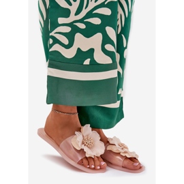 Prozirni ravni ženski proleti s umjetnim golim cvijetom bež 1