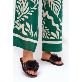 Prozirni ravni ženski proleti s umjetnim cvijetom crnim crna 2