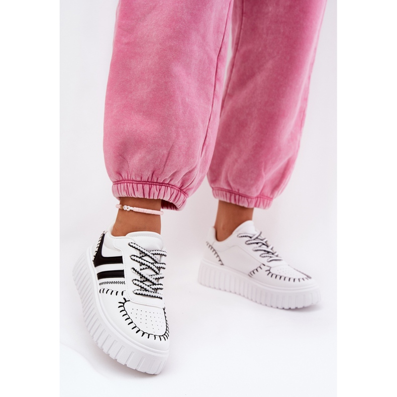 Ženske tenisice na platformi bijele i bijele boje bijela 2