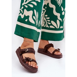 Ženski klip na platformi sa zlatnim stezaljkama smeđim smeđa 2