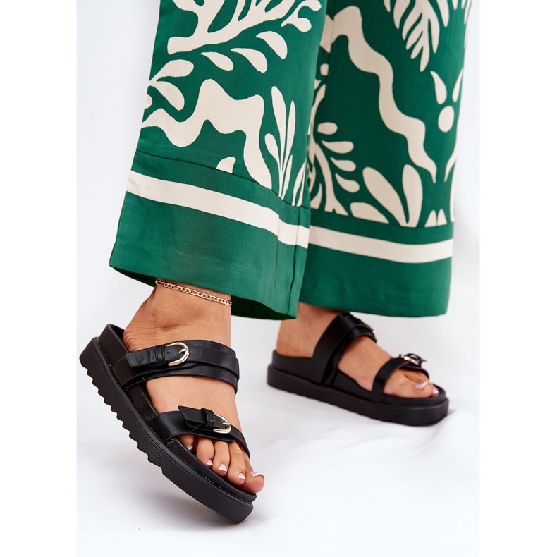 Ženski klip na platformi s zlatnim stezaljkama crnim crno 2