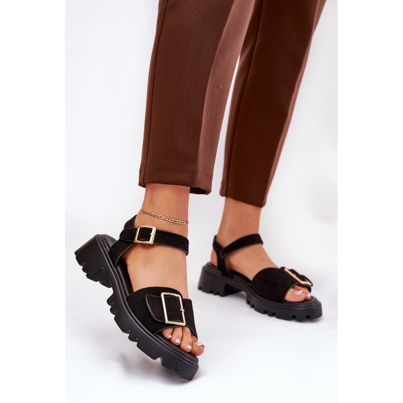 Eco sukne ženske sandale s crnom stezaljkom crna 2