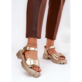 Eko kožne ženske sandale sa zlatnom kopčom zlatni 2