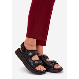 Ženske sandale s ukrasnim crnim čičak čičak crna 1