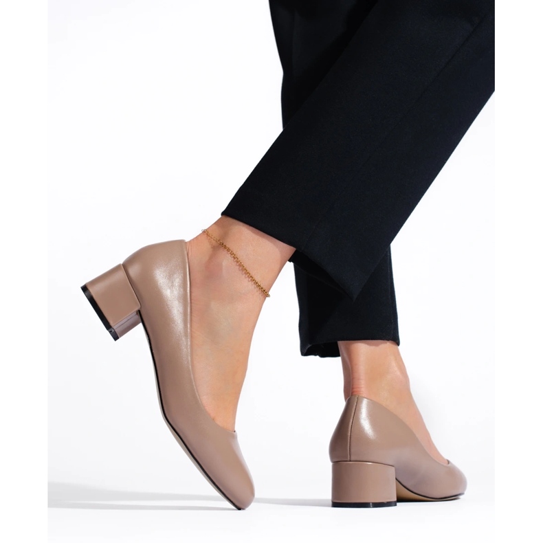 Ženske salonke na nisku petu, tamno bež 1