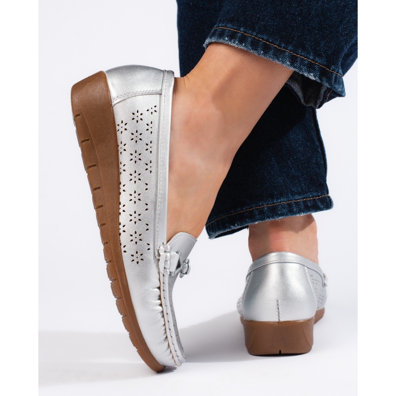 Srebrne ženske mokasine srebro 2