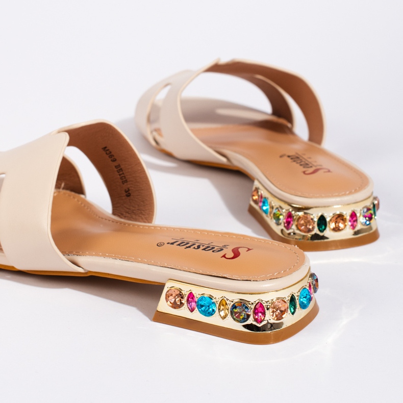 Bež ženske ravne tobogane 2