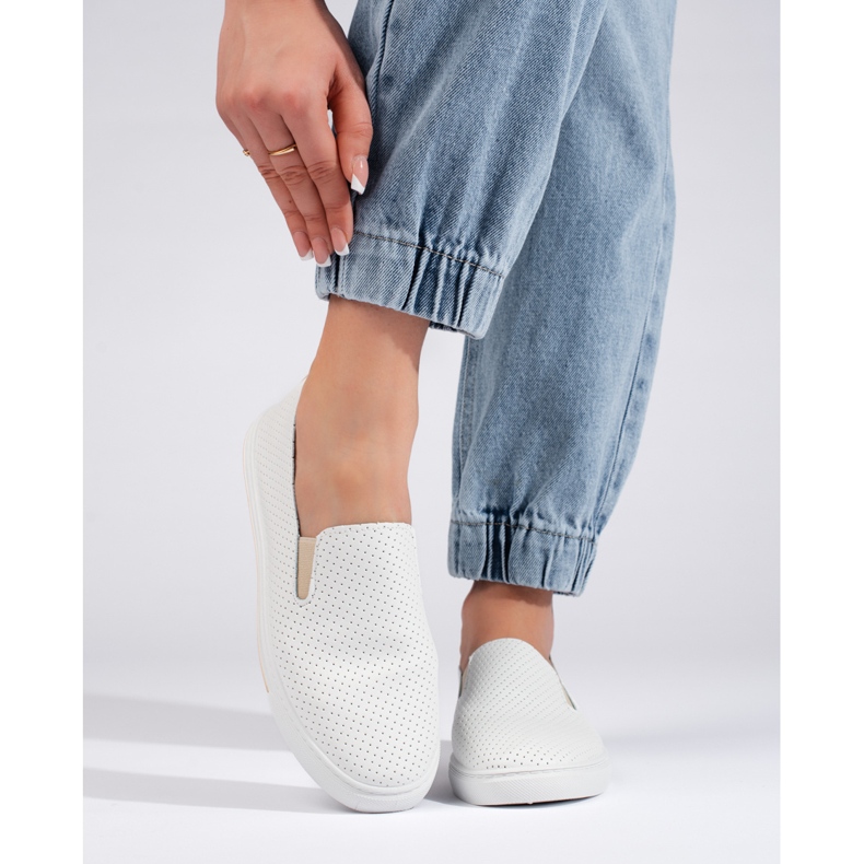 Ženske bijele ažur tenisice bež 2