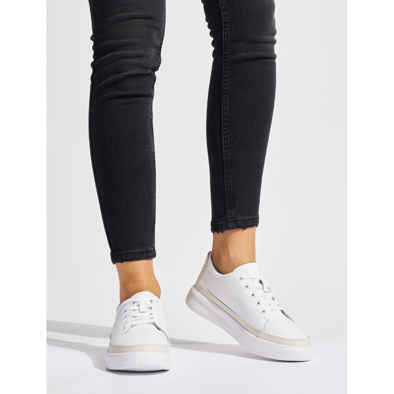 Kožne ažurne bijele tenisice Sergio Leone bijela 1