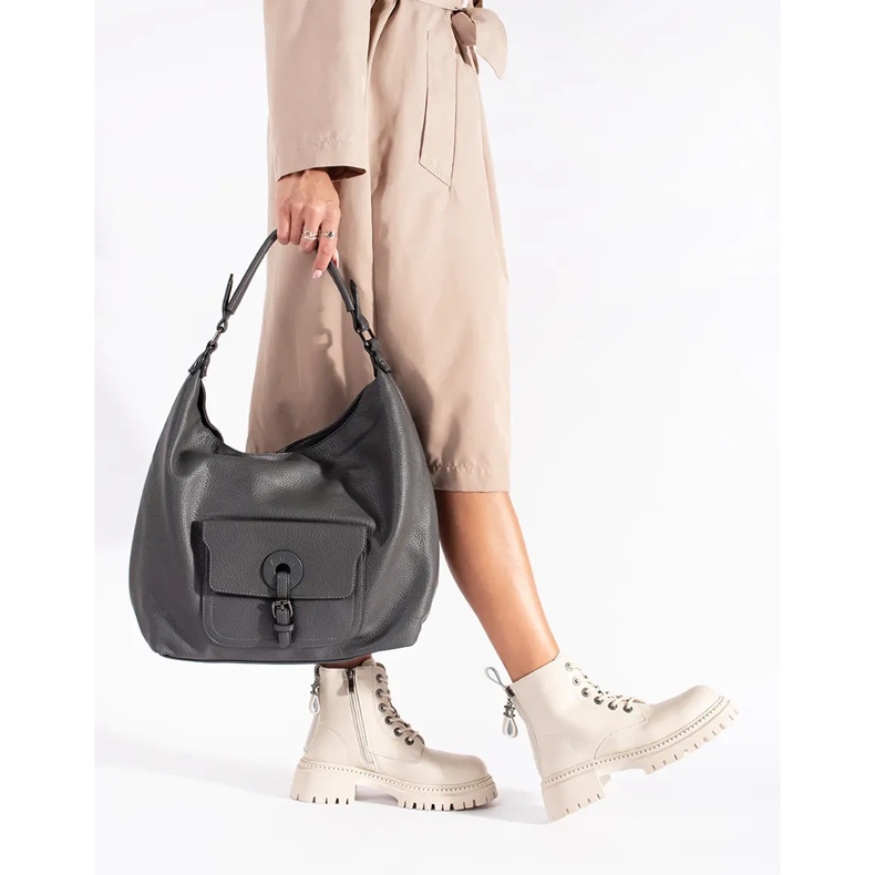 Ženske bež kožne gležnjače na vezanje 2