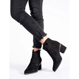 Ženske crne otvorene kaubojske čizme crna 2