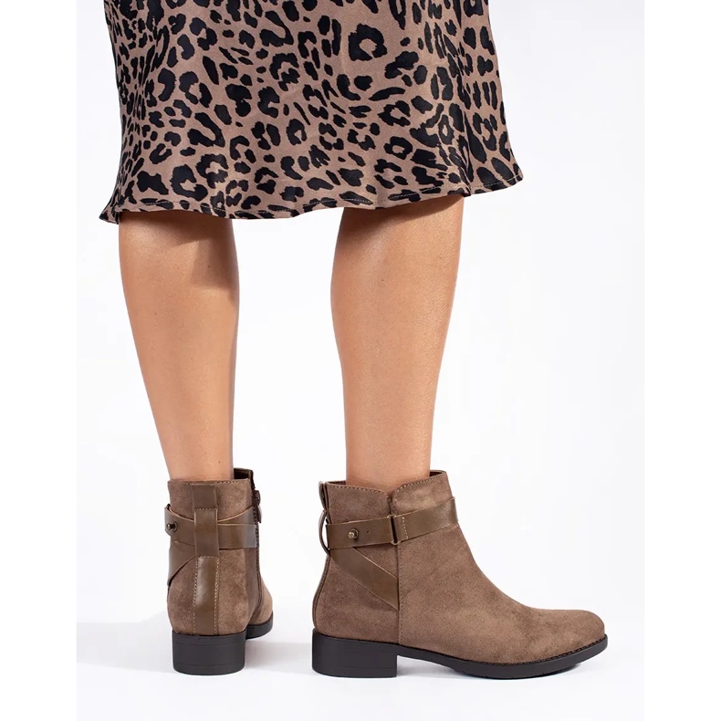 Ženske gležnjače od brušene kože bež boje 2