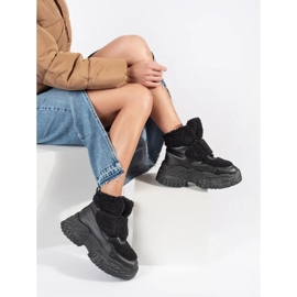 Seastar Crne čizme za snijeg na platformu sa striženim krznom crno 2