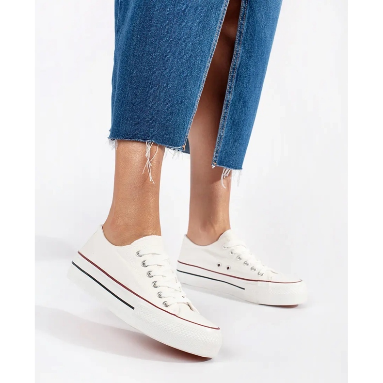 Seastar Bijele klasične ženske tenisice na vezanje s platformom bijela 1