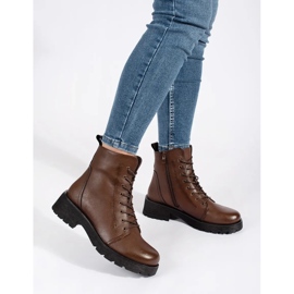 Tamno smeđe kožne gležnjače s debelim potplatom marke Sergio Leone smeđa 1