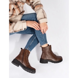 Tamno smeđe kožne gležnjače s debelim potplatom marke Sergio Leone smeđa 2