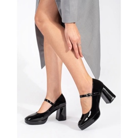 Seastar Ženske crne lakirane cipele na visoku petu i kopču crna 2