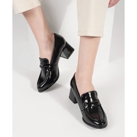 Goodin Crne ženske mokasine na visoku petu crno 1