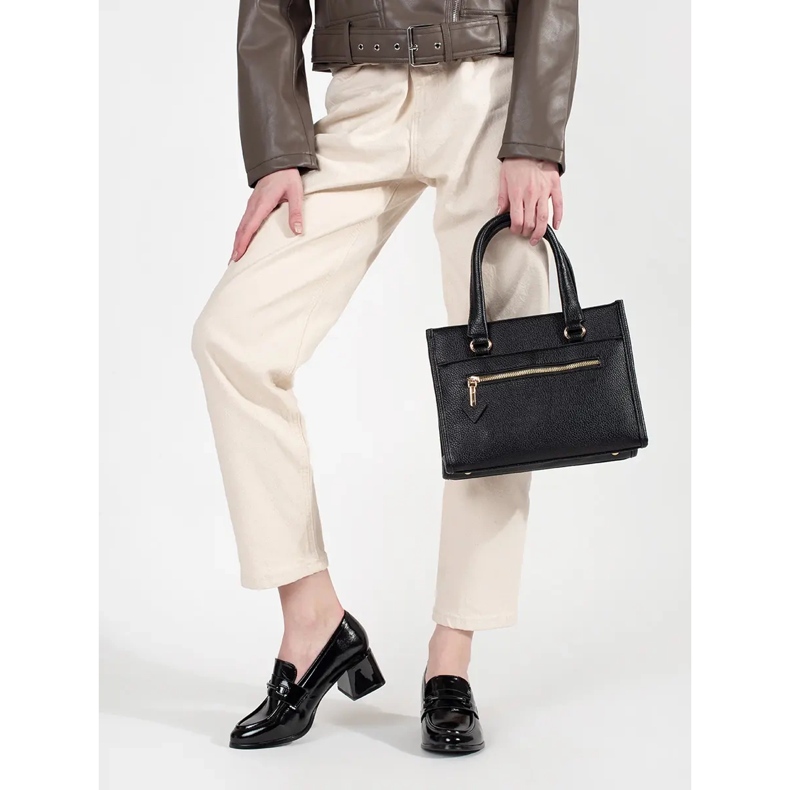 Goodin Crne ženske mokasine na visoku petu crno 2