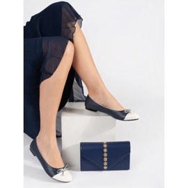 Goodin Ženske tamnoplave balerinke sa srebrnom mašnom plava 2