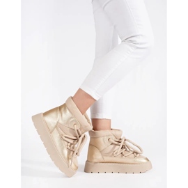 Ženske svijetlo bež čizme za snijeg na vezanje s debelim potplatom 2