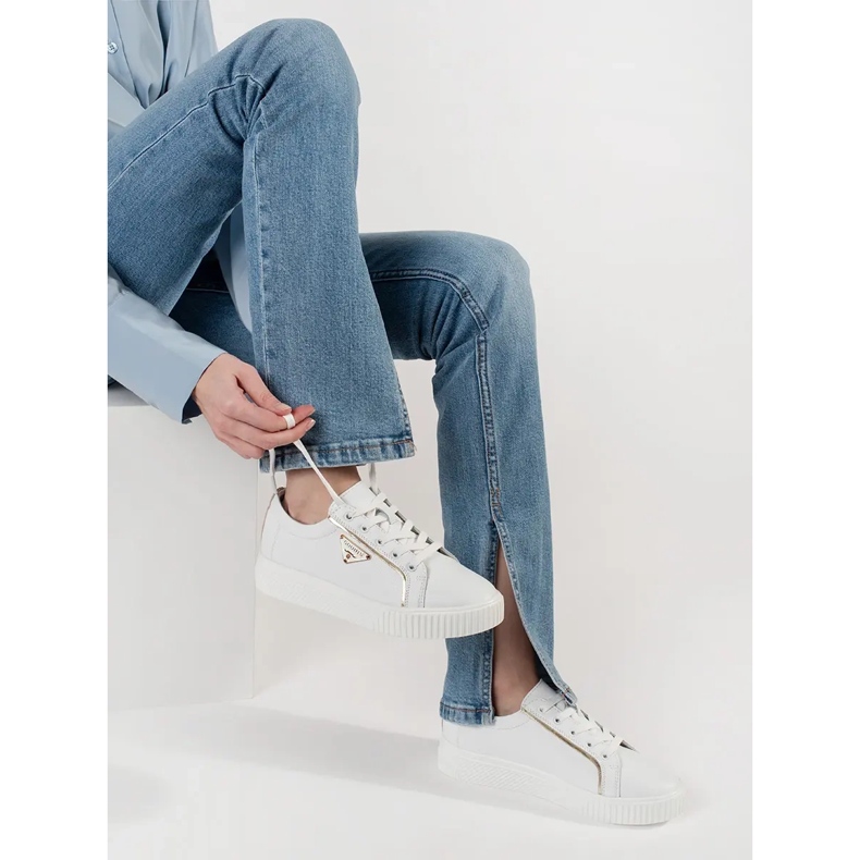 Goodin Kožne bijele tenisice na gustom potplatu bijela 1