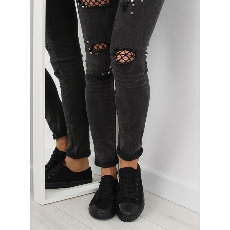 Crne crne monobojne ženske tenisice crno 2