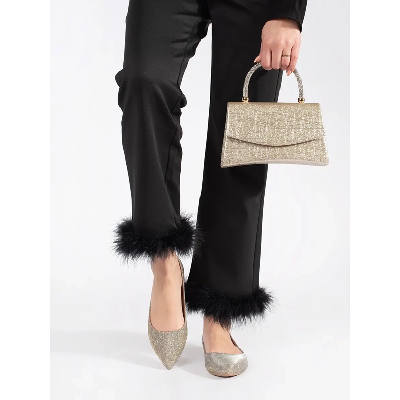 Ženske zlatne svjetlucave balerinke s ravnom petom zlatni 2