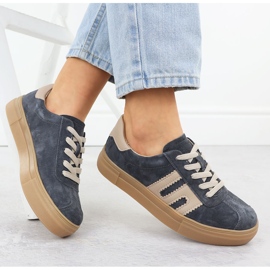 Kožne sportske cipele na sivoj platformi Filippo DP6798 siva 1