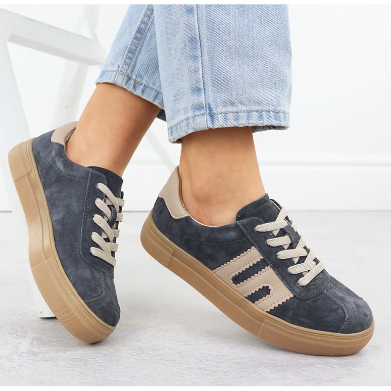 Kožne sportske cipele na sivoj platformi Filippo DP6798 siva 1