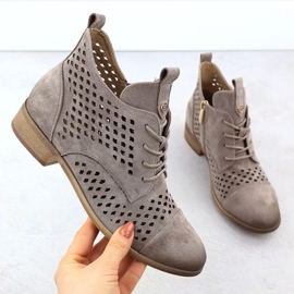 Ženske otvorene čizme Suede Khaki Potocki SZ12091 zelena 1