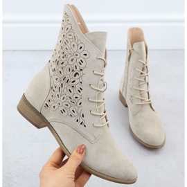 Ženske otvorene čizme suede bež potocki 1