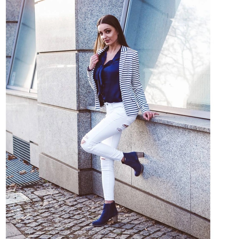 Olivier Sara Navy plave čizme s visokom potpeticom plava 5