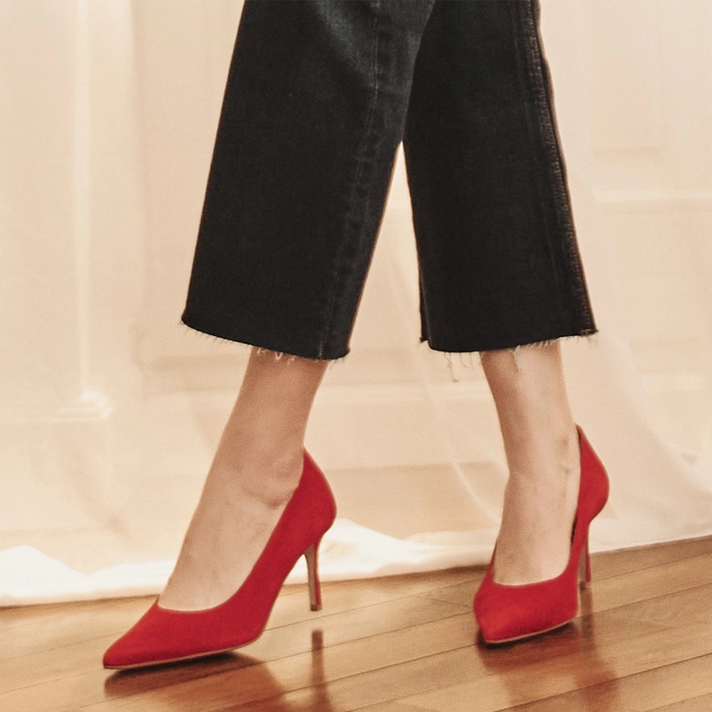 Marco Shoes Elegantne štikle od antilopa crvena 1