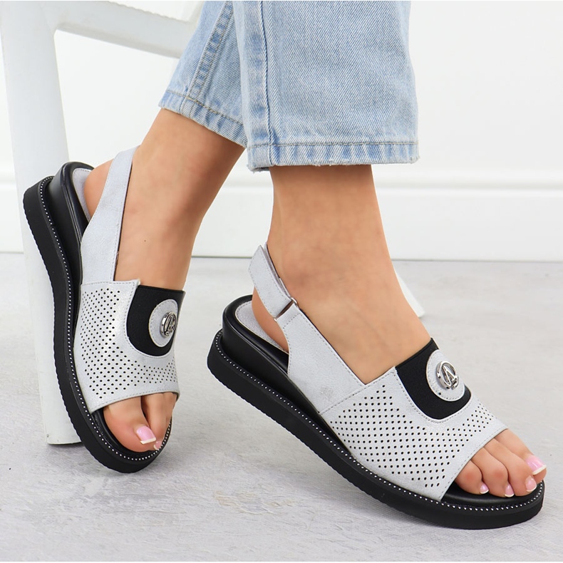 Jezzi Ženske sandale na platformi s gumenom srebrnom jezi rMR2267-2 srebro 1