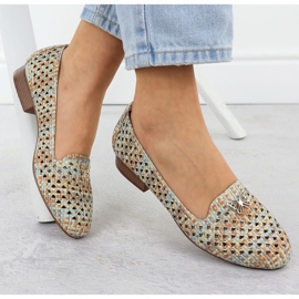 Ženske cipele s otvorenim za ženke s niskim potpeticama bež M. Daszyński SA222-3 1