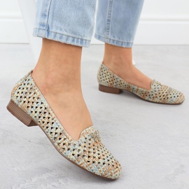 Ženske cipele s otvorenim za ženke s niskim potpeticama bež M. Daszyński SA222-3 2