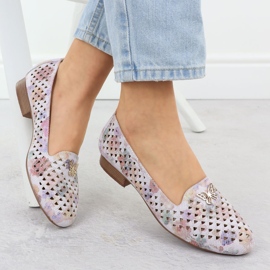 Ženske cipele s niskom petom s cvijećem M. Daszyński SA222-3 raznobojna 1