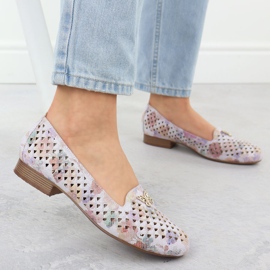 Ženske cipele s niskom petom s cvijećem M. Daszyński SA222-3 raznobojna 2