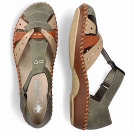 Ženske udobne sandale za čičak, ugrađeni zeleni prsti Rieker M1655-54 zelena 2