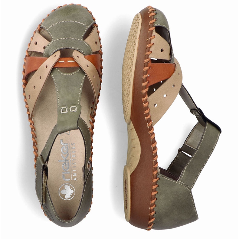 Ženske udobne sandale za čičak, ugrađeni zeleni prsti Rieker M1655-54 zelena 2