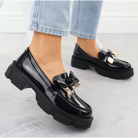 Crni filippo dp610 kožni loaferi lakirani visoke potpetice crna 2