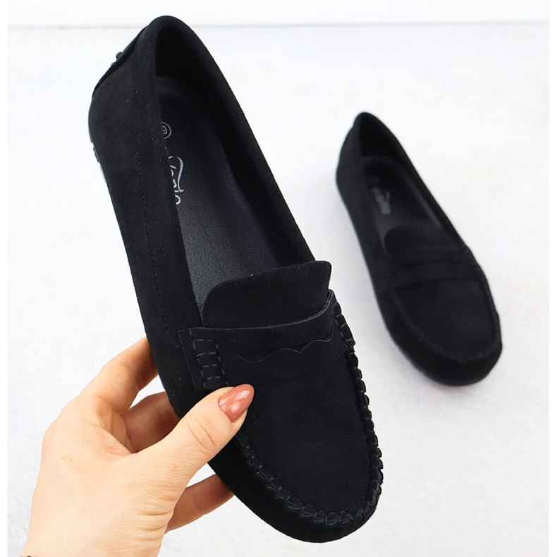 Moccasins ženske crne evento 7673 ženske cipele od antilop crno 1