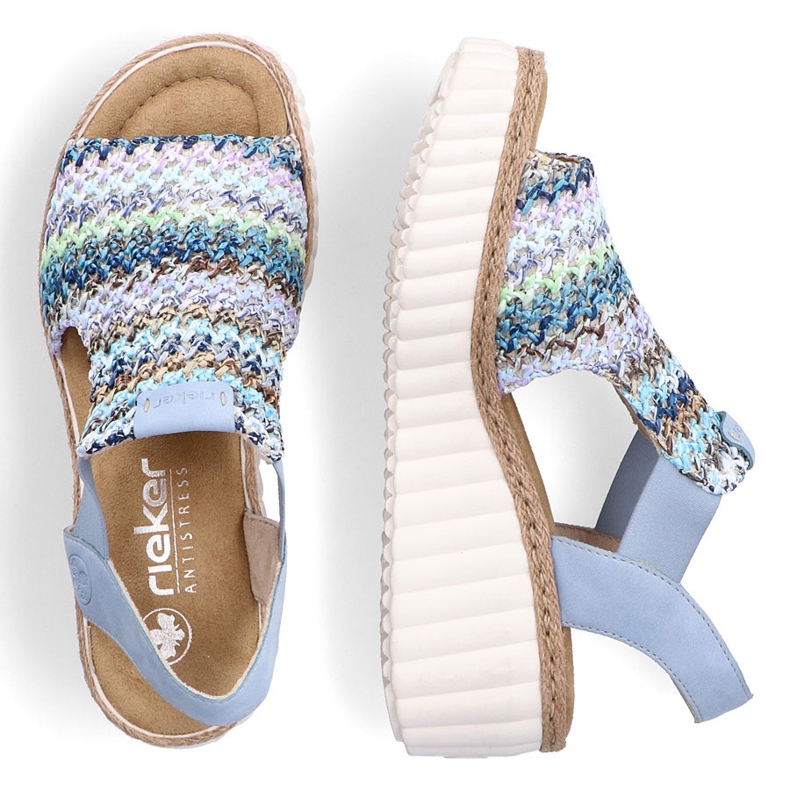 Rieker ženske sandale kožni plavi umetak plava 2