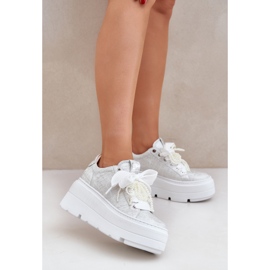 Kožne tenisice na srebrnoj platformi Chebello 4658 srebro 2