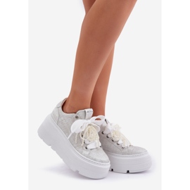 Kožne tenisice na srebrnoj platformi Chebello 4658 srebro 1